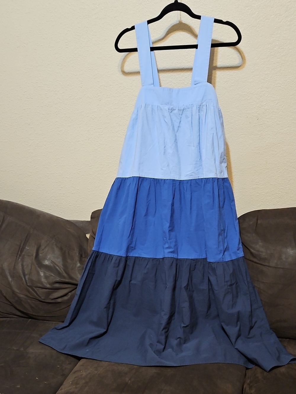 Zara Colorblock Tiered Maxi Dress in Light Blue, Royal Blue & Navy